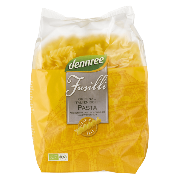 dennree Fusilli fremstillet af majs- og rismel, glutenfri