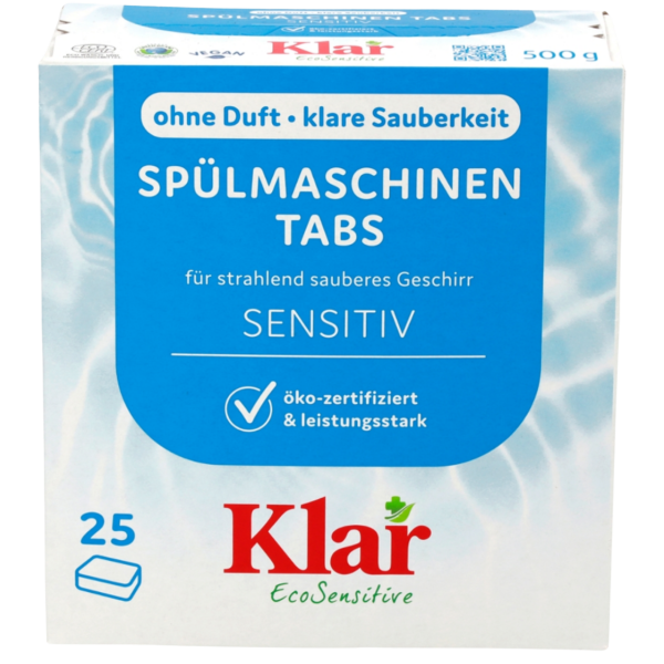 Klar Opvasketabs uden parfume, 25 stk.