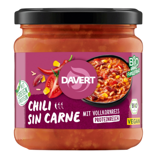 Davert Økologisk chili sin carne på glas, 340 g