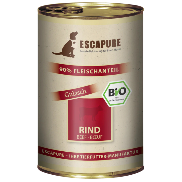 Escapure Bio Hunde Nassfutter Rinder Gulasch