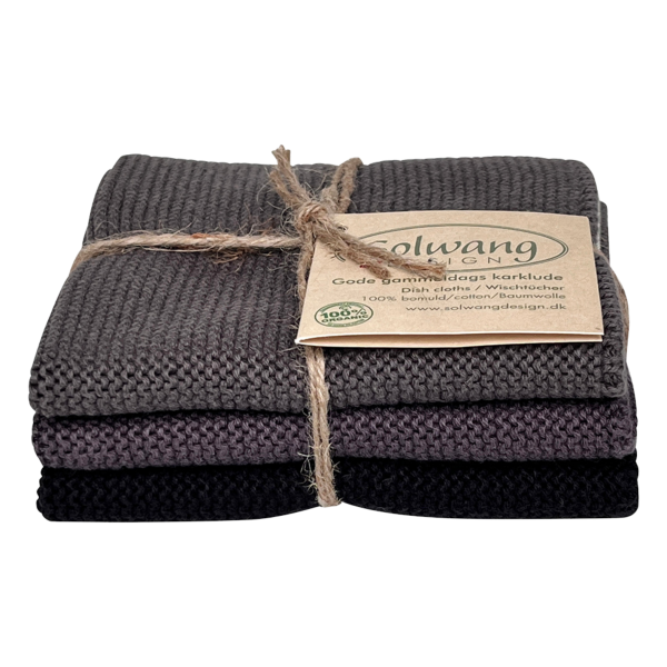 Solwang Design Bio Wischtücher gestrickt, Onyx Kombi