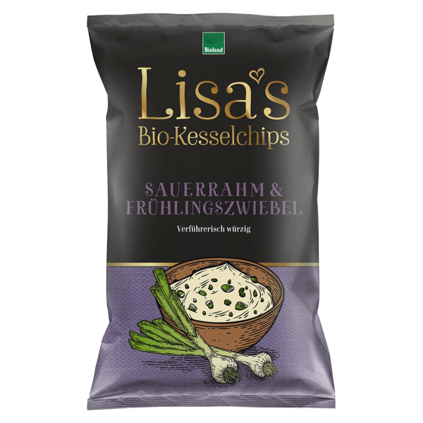 Lisa&#039;s Økologiske kedelchips Surcreme og forårsløg