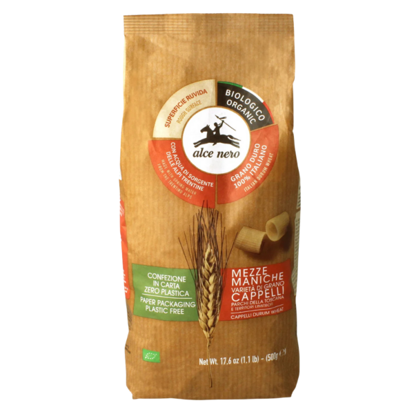 Alce Nero Økologisk mezze maniche af Cappelli-durumhvede, 500 g