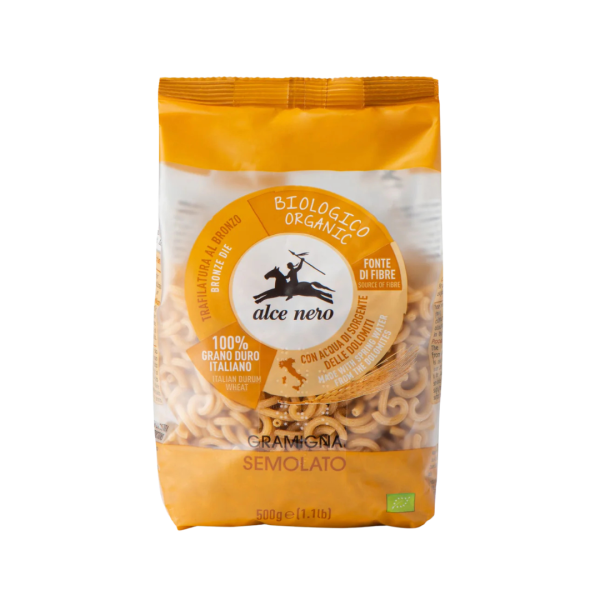 Alce Nero Bio Gramigna Nudeln aus Halbvollkornhartweizen, 500g