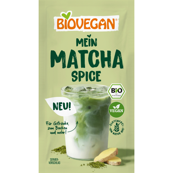 Biovegan Økologisk matcha spice latte-pulver med kokosmælk og krydderier, 7 g