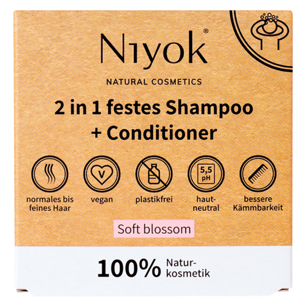 Niyok 2 i1 solid shampoo + balsam soft blossom