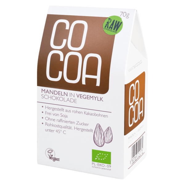 Cocoa Økologiske mandler i Vegemylk-chokolade, 70g