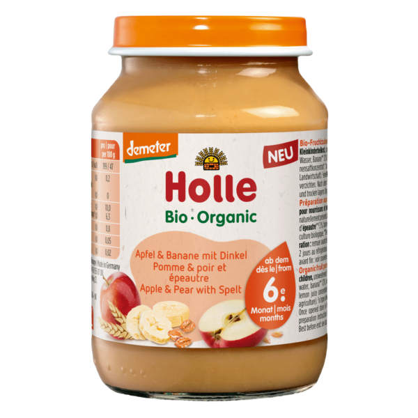 Holle Økologisk babymos æble &amp; banan med spelt, 190g