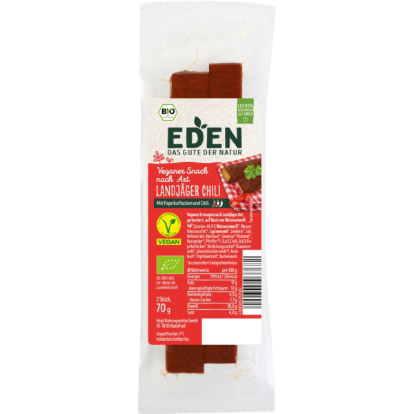 EDEN Bio Veganer Snack nach Landjäger Art Chili