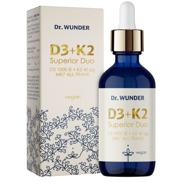 Dr. Wunder Vitamin D3+K2 Superior Duo 1.000 IE dråber + vegansk