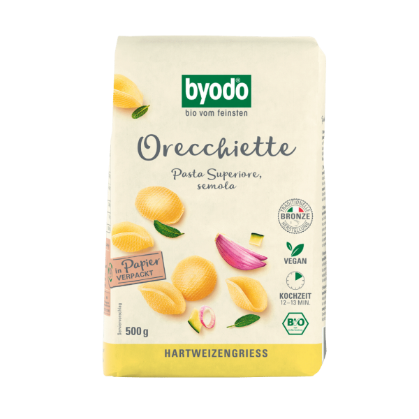 byodo Økologisk orecchiette, 500 gr pakke -light-