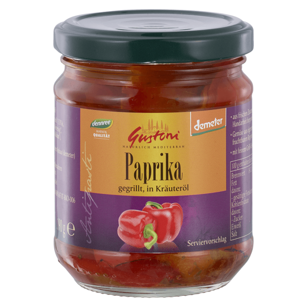 Gustoni Økologisk grillet peberfrugt i krydderolie