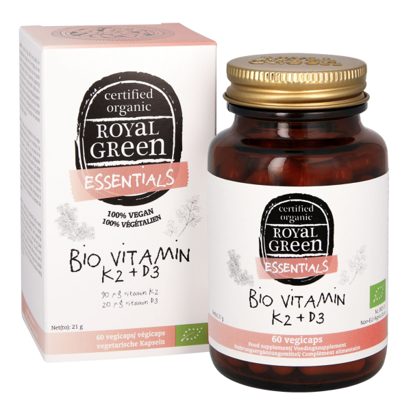 Royal Green  Økologisk vitamin K2 + D3, 60 kapsler