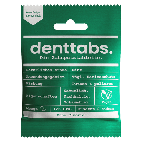 denttabs Mint-tandpasta-tabletter uden fluor