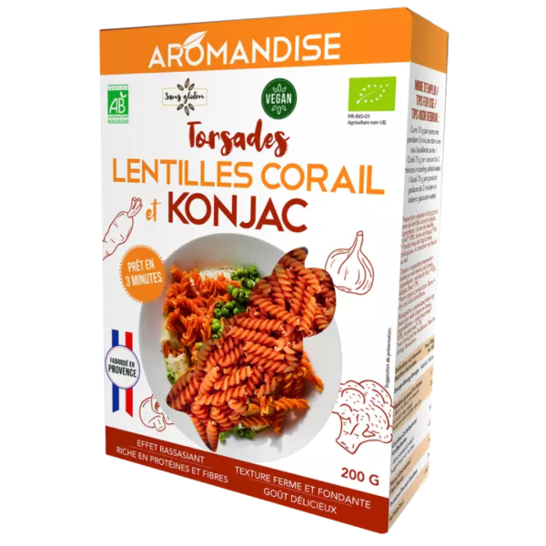 AROMANDISE Bio Konjac-Spiralen und rote Linsen