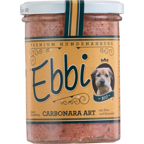 Wuff &amp; Mau Bio Ebbi Hunde Nassfutter Carbonara Art
