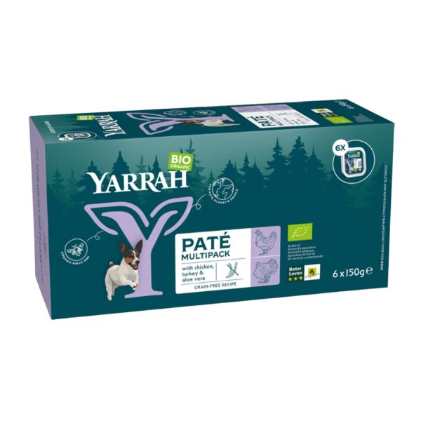 Yarrah Bio Hundefutter Pastete Multipack mit Huhn und Truthahn