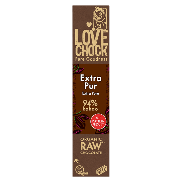 LOVECHOCK Økologisk Raw Extra Pure 94 % chokoladebar