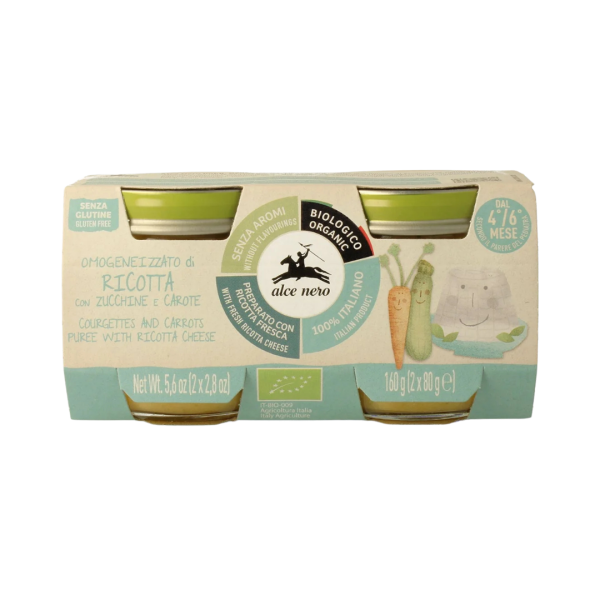 Alce Nero Bio Zucchini-Karotten-Ricotta-Brei Baby Food