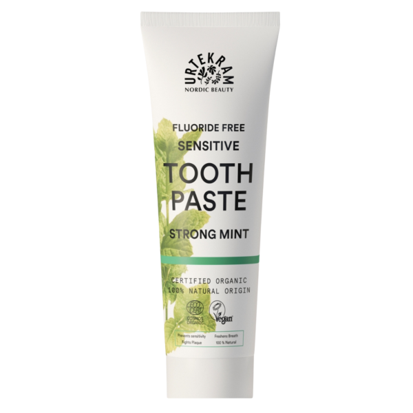 Urtekram Tandpasta Strong Mint sensitive uden fluorid, 75 ml
