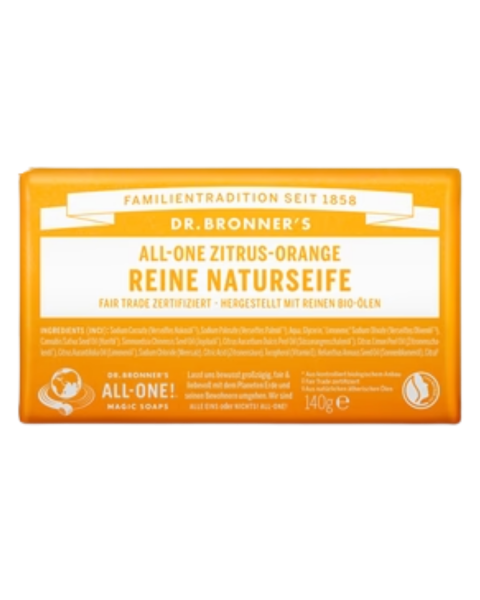 Dr. Bronners  Økologisk natursæbe citrus-appelsin fast, 140 g