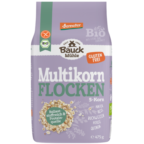 Bauckhof  Økologiske 5-korns flager, glutenfri, 475 g