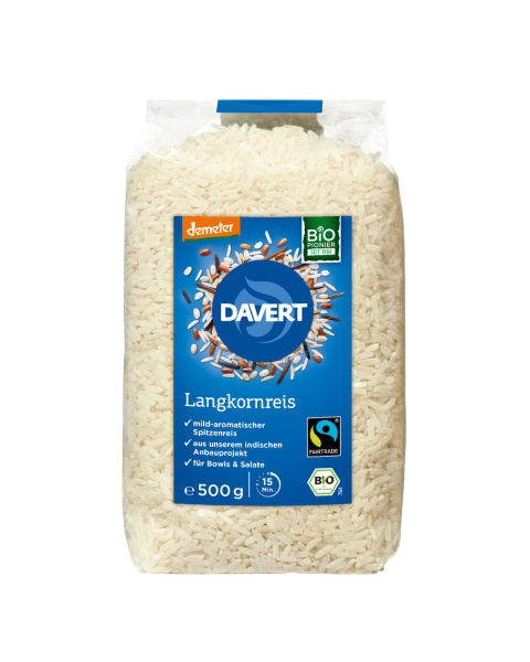 Davert Bio demeter Lankornreis, Weißer Spitzenreis aus dem Projekt "Kotwa"Fairtrade, 500g