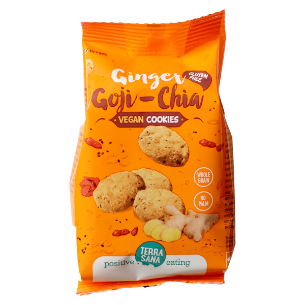 TerraSana Økologiske veganske cookies ingefær, goji og chia
