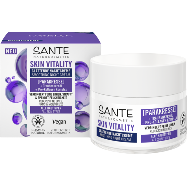 Sante Naturkosmetik Skin Vitality glattende natcreme med parakarse, 50 ml