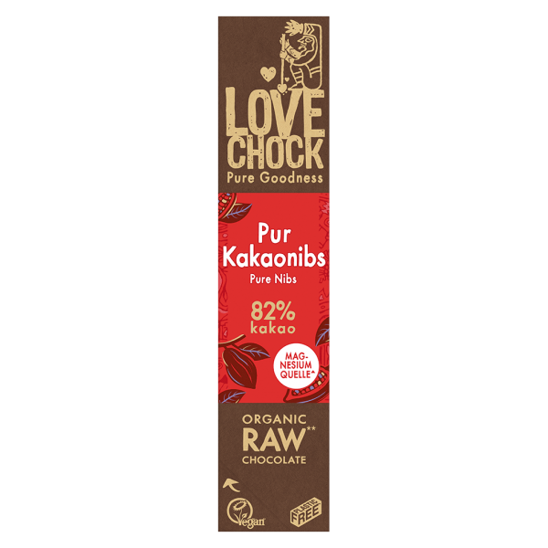 LOVECHOCK Økologisk Raw Pure Cocoa Nibs Chokoladebar