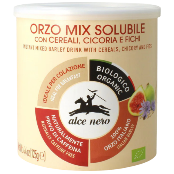 Alce Nero Økologisk bygkaffe-mix instant med cikorie, rug og figner, 125g