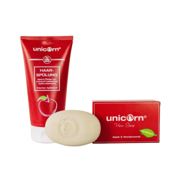 Spa Vivent Kombi unicorn® Haarpflegeset- Apfel-Haarseife &amp; Sauer-Haarspülung