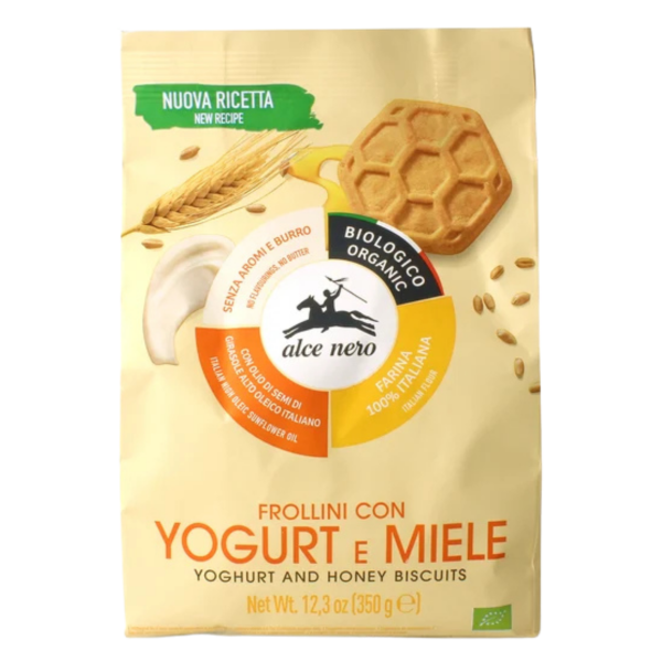 Alce Nero Økologiske kiks med yoghurt og honning, 350 g