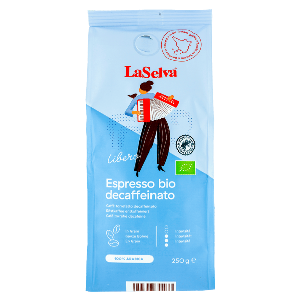 LaSelva Økologisk Libero Espresso, koffeinfri hele bønner