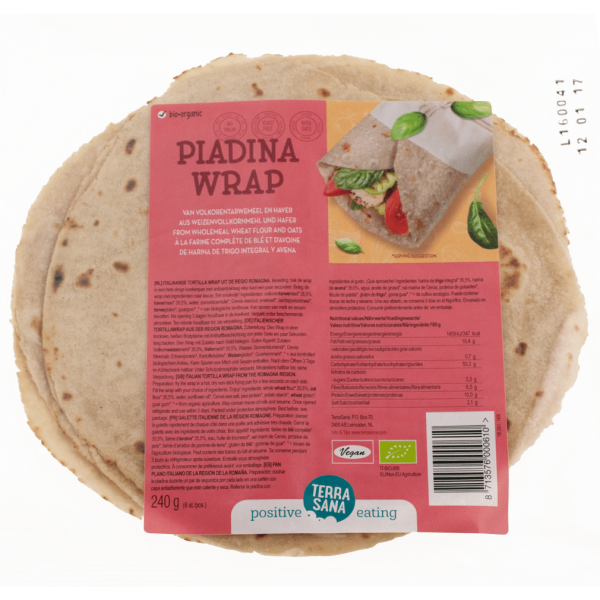 TerraSana Økologisk Piadina Wrap lavet af fuldkornshvedemel