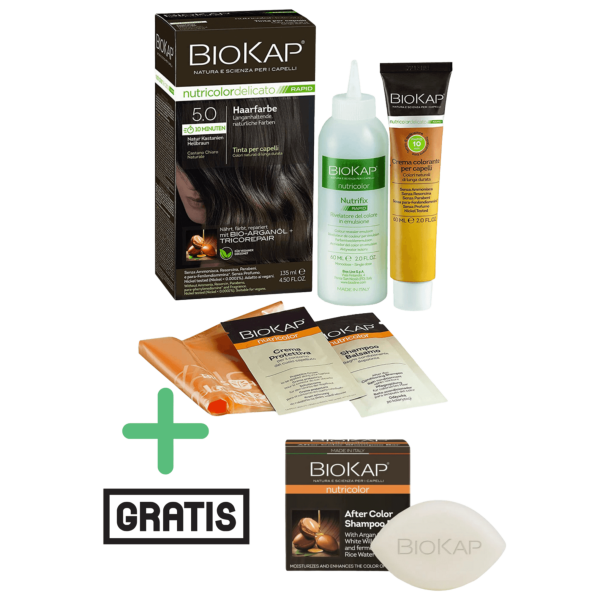 BioKap Hårfarve natur kastanje lysebrun 5.0 + shampoo, 135 ml