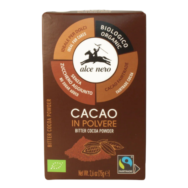 Alce Nero Økologisk kakaopulver usødet, Fairtrade, 75g