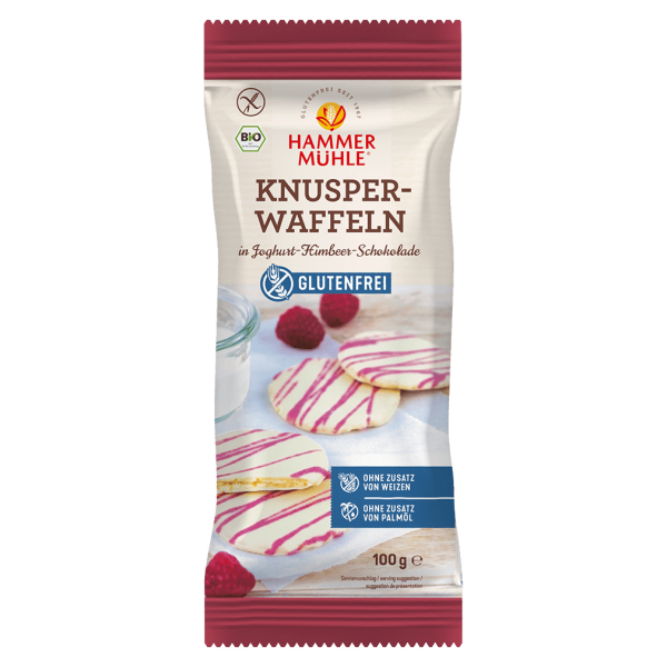 Hammer Mühle Økologiske knasende vafler Yoghurt Hindbær