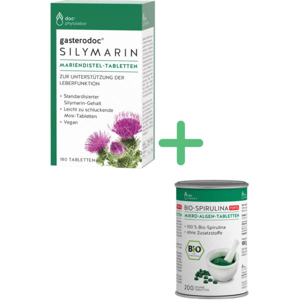 doc phytolabor gasterodoc silymarin-tabletter + spirulina gratis, 180 stk.