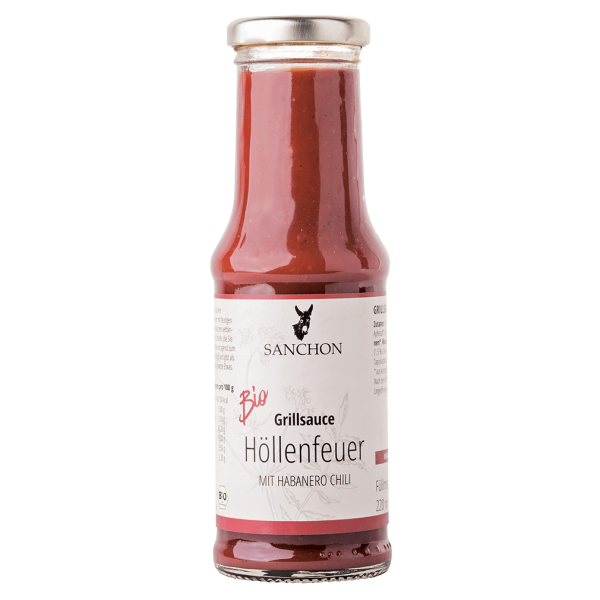 Sanchon Økologisk barbecue sauce hellfire, med habanero chili, 210 ml