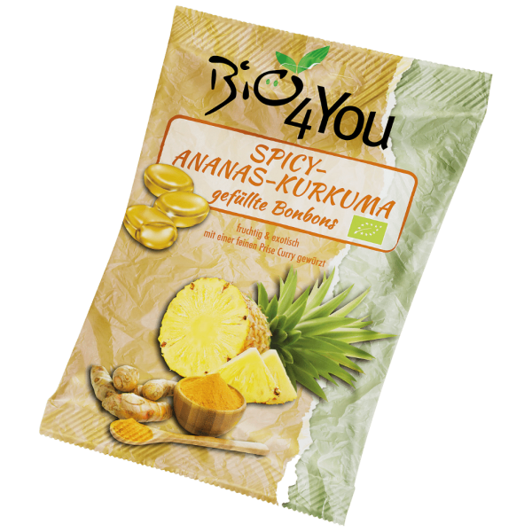 Bio4You Økologiske krydrede ananas-gurkemeje-bolsjer
