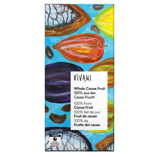 Vivani Øko Whole Cocoa Fruit chokolade med kakaofrugt-flager, 80 g