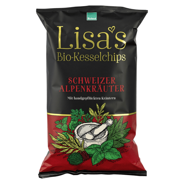 Lisa&#039;s Økologiske kedelchips med schweiziske alpine urter