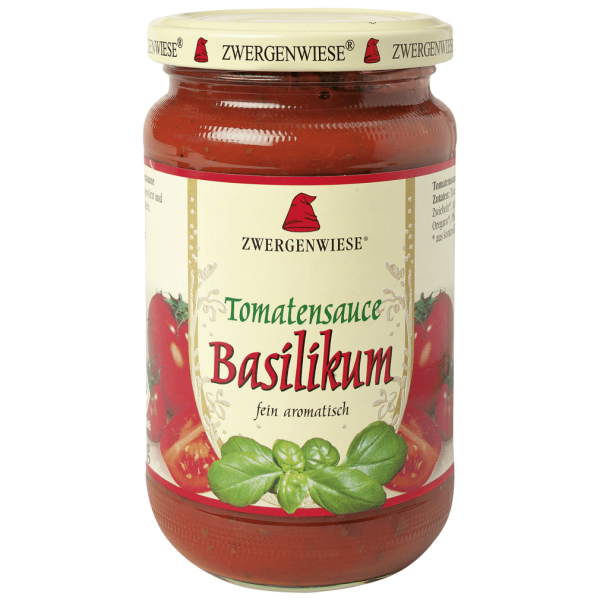 Zwergenwiese Økologisk tomatsauce med basilikum, 340 ml