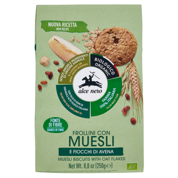 Alce Nero Økologiske müslikiks med havregryn og rosiner, 250 g