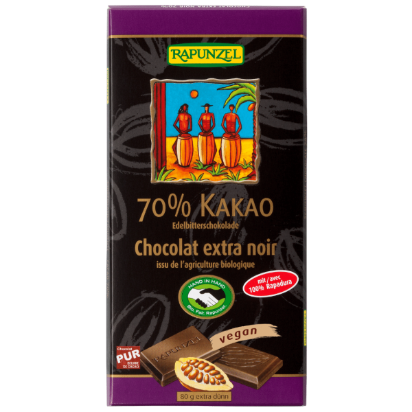 Rapunzel Bio Edelbitter Schokolade 70% Kakao mit Rapadura