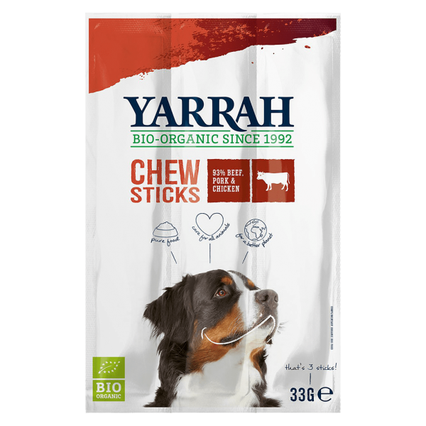 Yarrah Økologisk Hundesnack Tyggepinde Oksekød