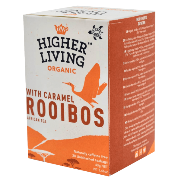 Higher Living Økologisk rooibos-karamel, 20 poser