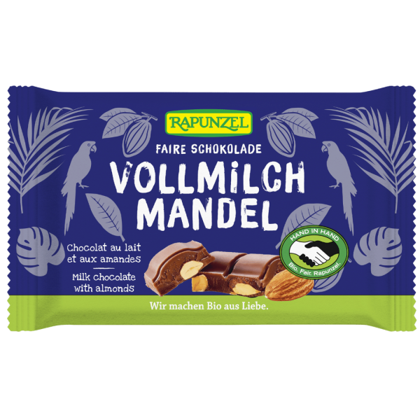 Rapunzel Bio Vollmilch Schokolade mit ganzen Mandeln