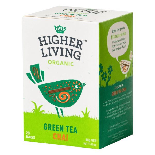 Higher Living Økologisk te grøn te chai, 20 btl